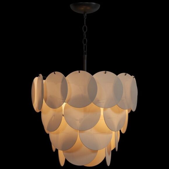 REGINA ANDREW Solstice Chandelier. Like New. White Glass & Black Metal Chain. - Picture 2 of 8